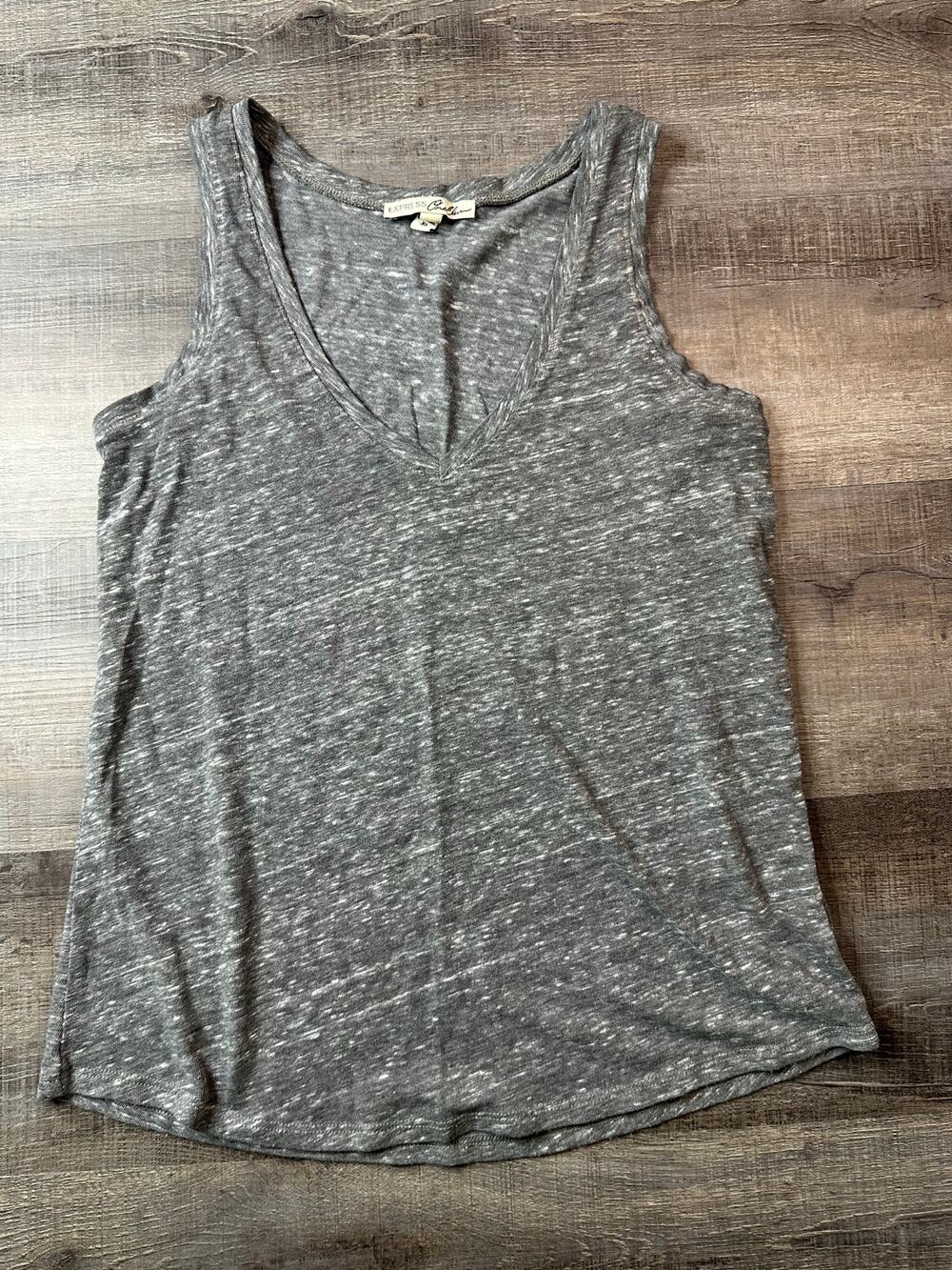 Express One Eleven Gray V-Neck Tank Top XS